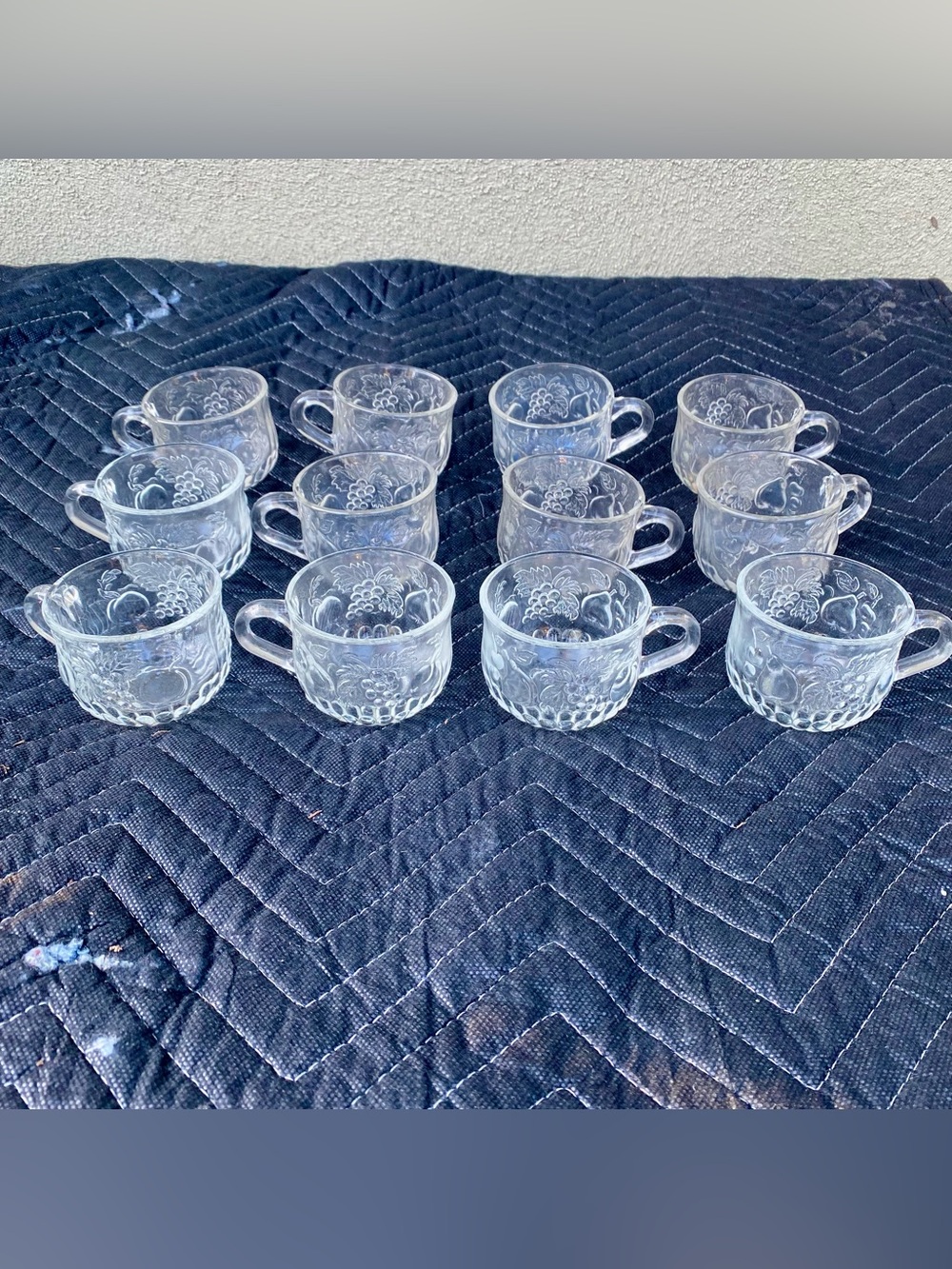 Vintage Unmarked Crystal Glass Teacup Set of 12